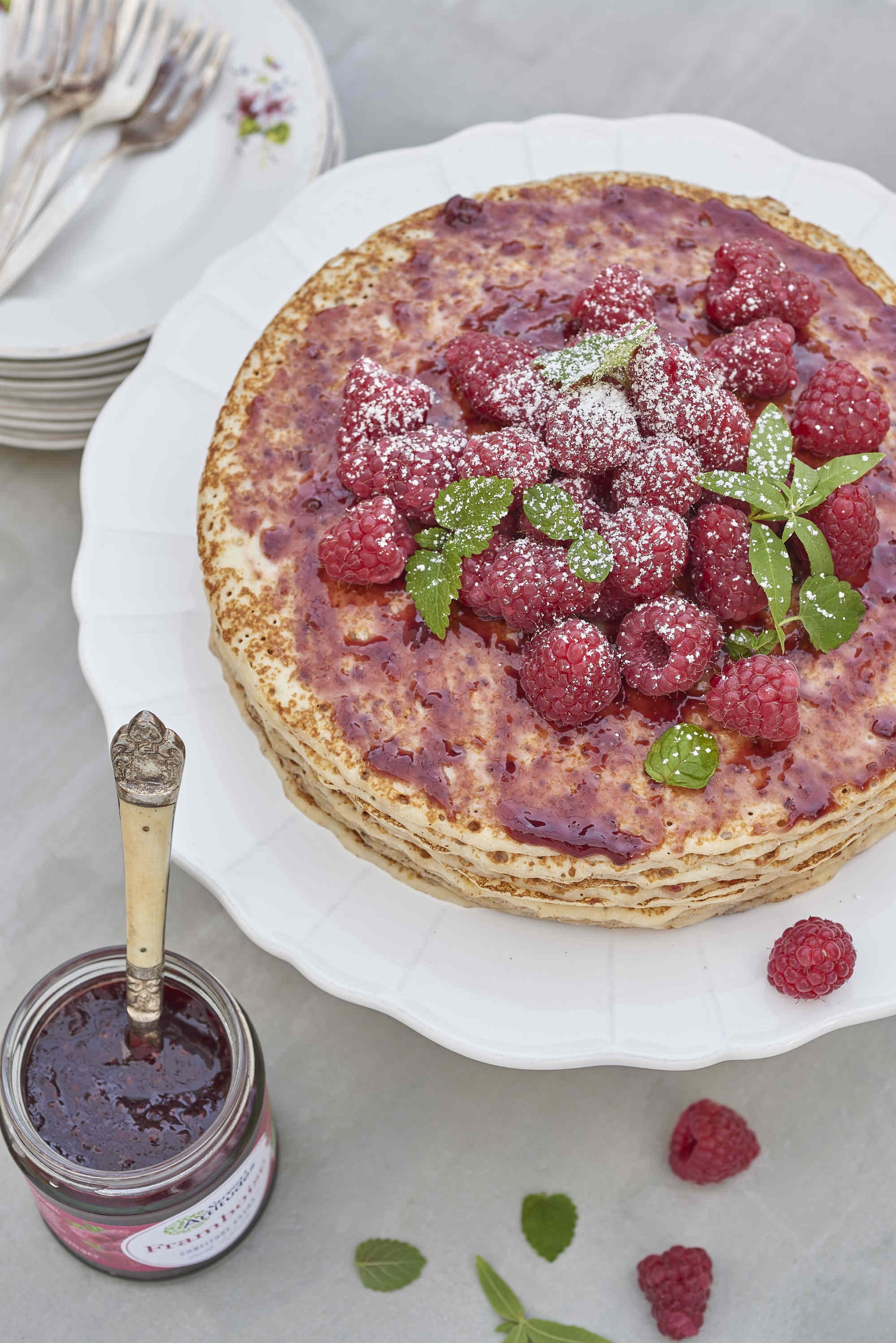 Gâteau de crêpes à la confiture de framboise bio Saveurs & Fruits